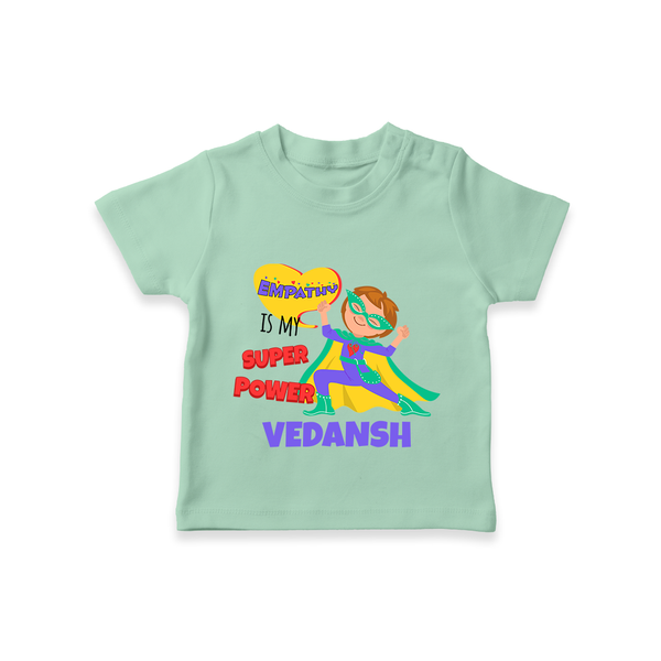 Superboy Power T-Shirt | Personalized T-Shirt for Baby Superheroes - MINT GREEN - 0-5 Months Old (Chest 17")