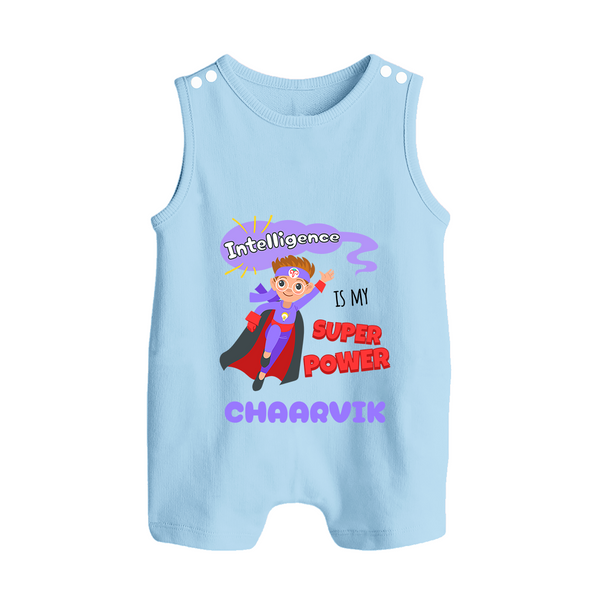 Superboy in Training Romper Suit / Sleeveless Romper | Personalized Romper Suit / Sleeveless Romper for Baby Heroes - BABY BLUE - 0 - 5 Months Old (Chest 18")