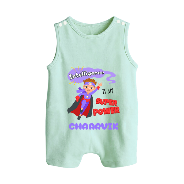 Superboy in Training Romper Suit / Sleeveless Romper | Personalized Romper Suit / Sleeveless Romper for Baby Heroes - MINT GREEN - 0 - 5 Months Old (Chest 18")