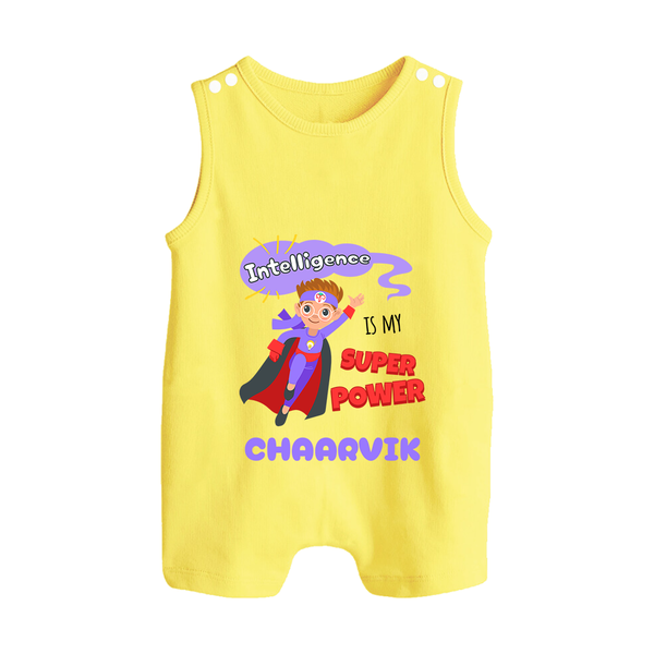 Superboy in Training Romper Suit / Sleeveless Romper | Personalized Romper Suit / Sleeveless Romper for Baby Heroes - PASTEL YELLOW - 0 - 5 Months Old (Chest 18")
