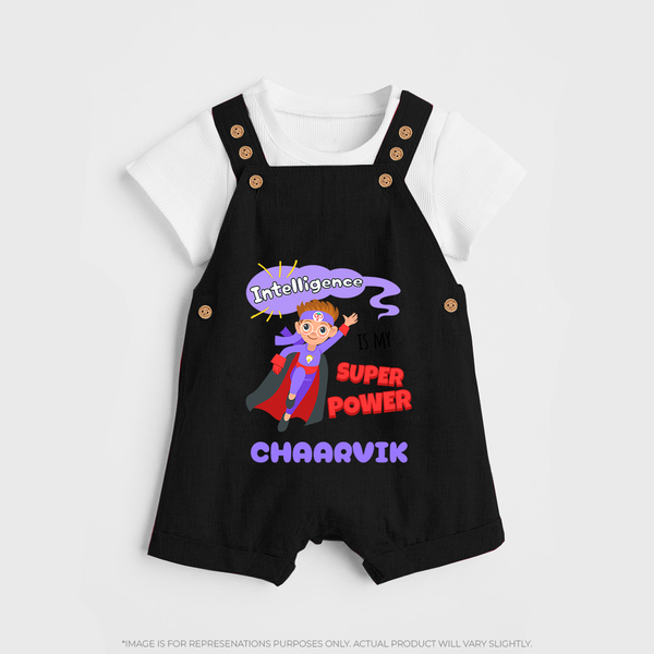 Superboy in Training Dungaree Set | Personalized Dungaree Set for Baby Heroes - BLACK - 0 - 5 Months Old (Chest 18")