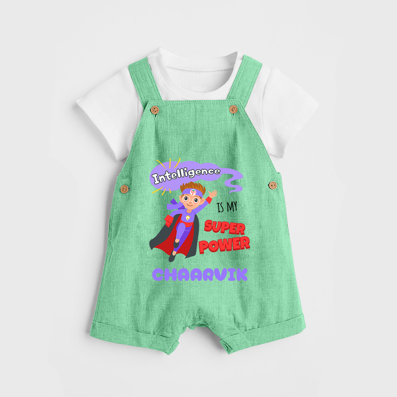 Superboy in Training Dungaree Set | Personalized Dungaree Set for Baby Heroes - GREEN - 0 - 5 Months Old (Chest 18")