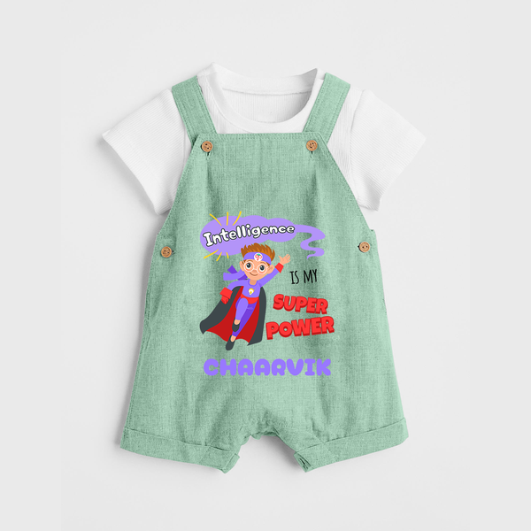 Superboy in Training Dungaree Set | Personalized Dungaree Set for Baby Heroes - MINT GREEN - 0 - 5 Months Old (Chest 18")