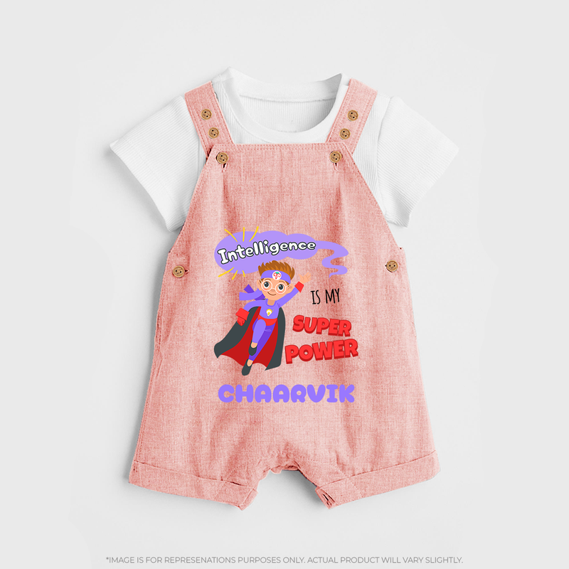 Superboy in Training Dungaree Set | Personalized Dungaree Set for Baby Heroes - PEACH - 0 - 5 Months Old (Chest 18")