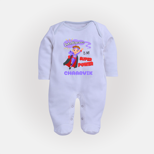 Superboy in Training Sleep Suit / Full Sleeve Bodysuit | Personalized Sleep Suit / Full Sleeve Bodysuit for Baby Heroes - BABY BLUE - New Born (Chest 7.5")
