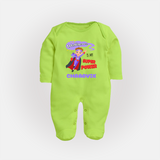 Superboy in Training Sleep Suit / Full Sleeve Bodysuit | Personalized Sleep Suit / Full Sleeve Bodysuit for Baby Heroes - LIME GREEN - New Born (Chest 7.5")