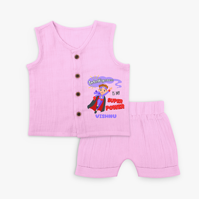 Intelligence Is My Superpower Jabla Set For Babies - LAVENDER ROSE - 0 - 3 Months Old (Chest 9.8")