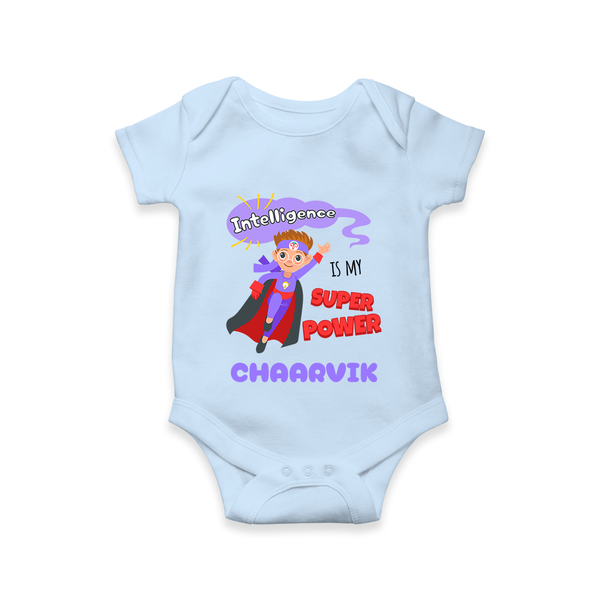 Superboy in Training Romper | Personalized Romper for Baby Heroes - BABY BLUE - New Born (Chest 14")