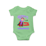 Superboy in Training Romper | Personalized Romper for Baby Heroes - GREEN - New Born (Chest 14")