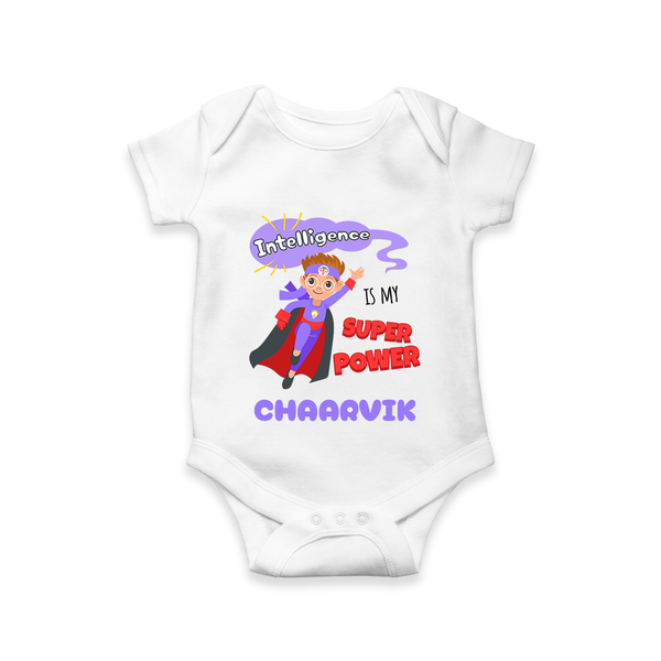 Superboy in Training Romper | Personalized Romper for Baby Heroes - WHITE - New Born (Chest 14")