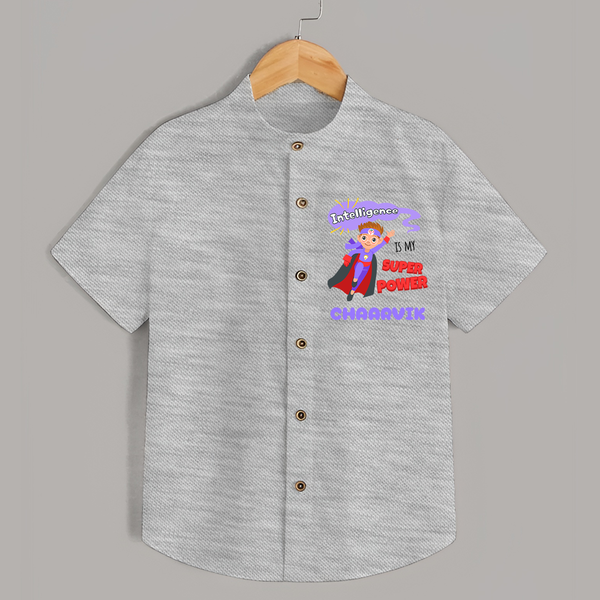 Superboy in Training Shirt | Personalized Shirt for Baby Heroes - GREY - 0 - 6 Months Old (Chest 23")