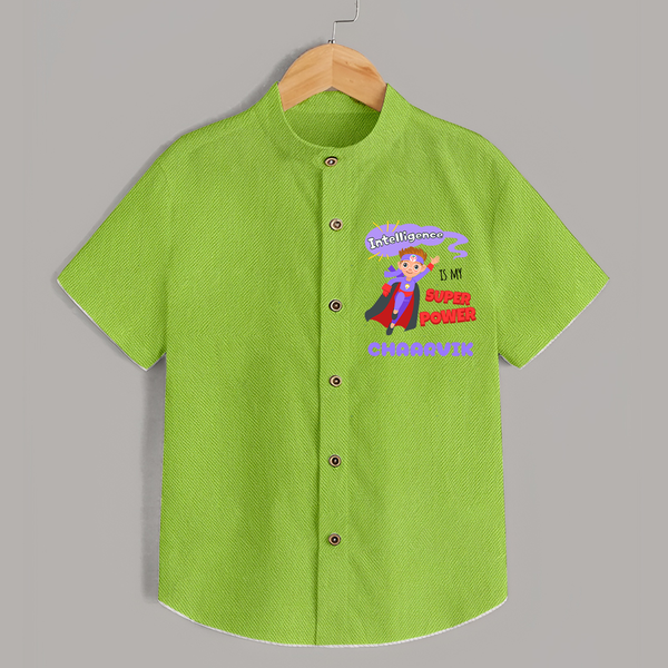 Superboy in Training Shirt | Personalized Shirt for Baby Heroes - LIME GREEN - 0 - 6 Months Old (Chest 23")