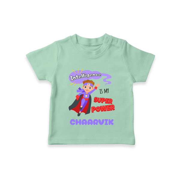Superboy in Training T-Shirt | Personalized T-Shirt for Baby Heroes - MINT GREEN - 0-5 Months Old (Chest 17")