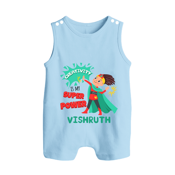 Superboy Adventure Romper Suit / Sleeveless Romper | Customized Baby Romper Suit for Little Superheroes - BABY BLUE - 0 - 5 Months Old (Chest 18")