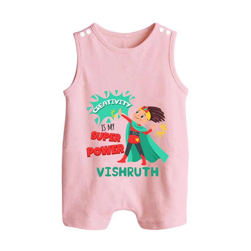Superboy Adventure Romper Suit / Sleeveless Romper | Customized Baby Romper Suit for Little Superheroes - BABY PINK - 0 - 5 Months Old (Chest 18")