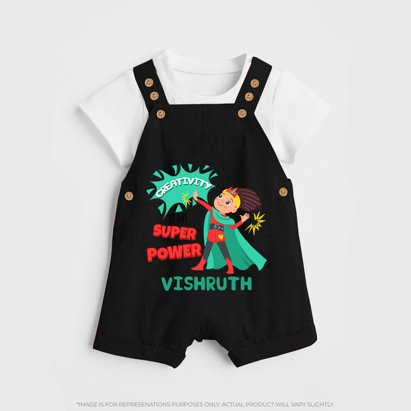 Superboy Adventure Dungaree Set | Customized Baby Dungaree Set for Little Superheroes - BLACK - 0 - 5 Months Old (Chest 18")