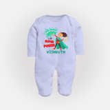 Superboy Adventure Sleep Suit / Full Sleeve Bodysuit | Customized Baby Sleep Suit for Little Superheroes - BABY BLUE - New Born (Chest 7.5")