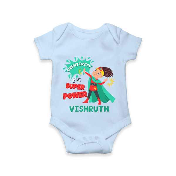 Superboy Adventure Romper | Customized Baby Romper for Little Superheroes - BABY BLUE - New Born (Chest 14")