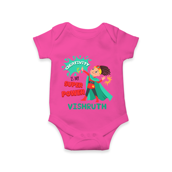 Superboy Adventure Romper | Customized Baby Romper for Little Superheroes - HOT PINK - New Born (Chest 14")