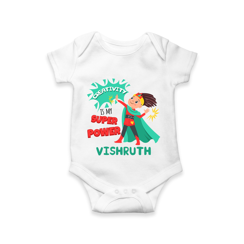 Superboy Adventure Romper | Customized Baby Romper for Little Superheroes - WHITE - New Born (Chest 14")