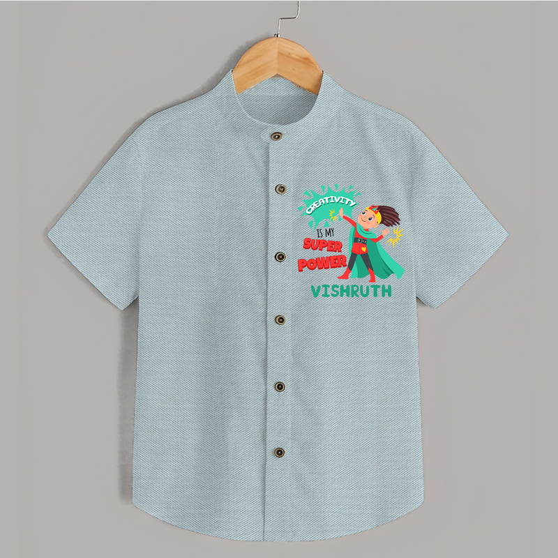 Superboy Adventure Shirt | Customized Shirt for Little Superheroes - ARCTIC BLUE - 0 - 6 Months Old (Chest 23")