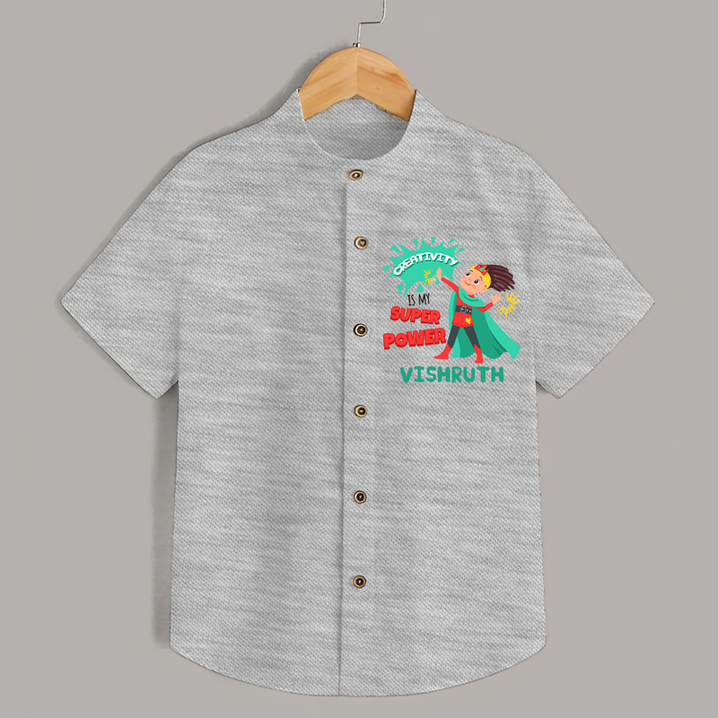 Superboy Adventure Shirt | Customized Shirt for Little Superheroes - GREY - 0 - 6 Months Old (Chest 23")