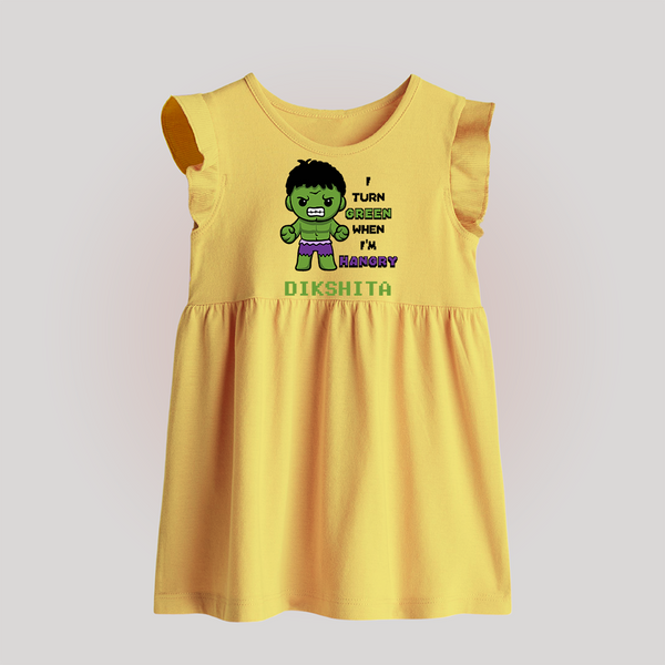 Little Hulk Baby Frock | Personalized Baby Baby Frock for Little Heroes - PASTEL YELLOW - 0 - 3 Months Old (Chest 17")