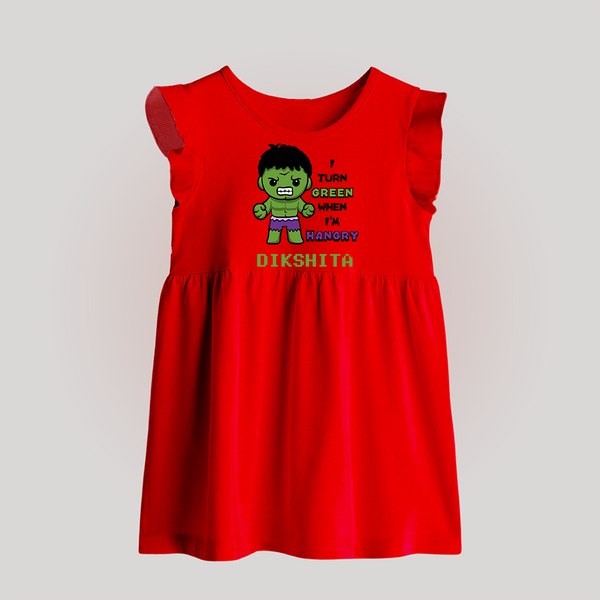 Little Hulk Baby Frock | Personalized Baby Baby Frock for Little Heroes - RED - 0 - 3 Months Old (Chest 17")
