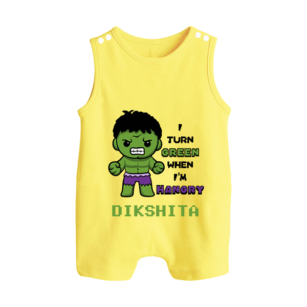 Little Hulk Romper Suit / Sleeveless Romper | Personalized Baby Romper Suit / Sleeveless Romper for Little Heroes - PASTEL YELLOW - 0 - 5 Months Old (Chest 18")