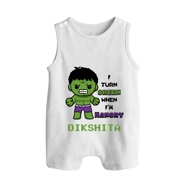 Little Hulk Romper Suit / Sleeveless Romper | Personalized Baby Romper Suit / Sleeveless Romper for Little Heroes - WHITE - 0 - 5 Months Old (Chest 18")