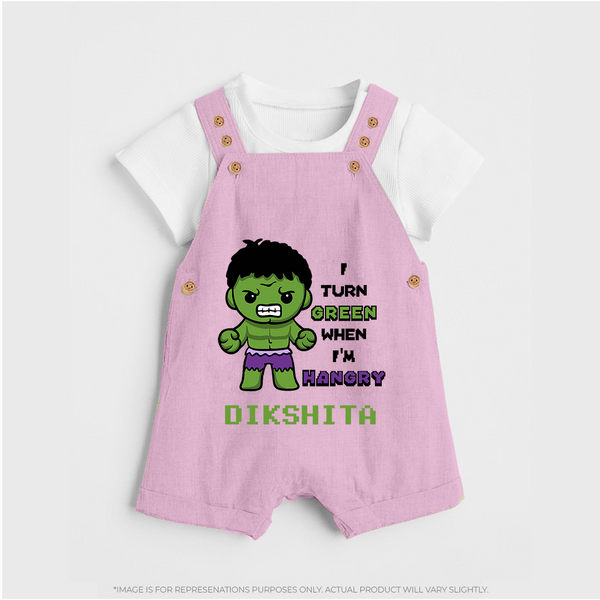 Little Hulk Dungaree Set | Personalized Baby Dungaree Set for Little Heroes - BABY PINK - 0 - 5 Months Old (Chest 18")