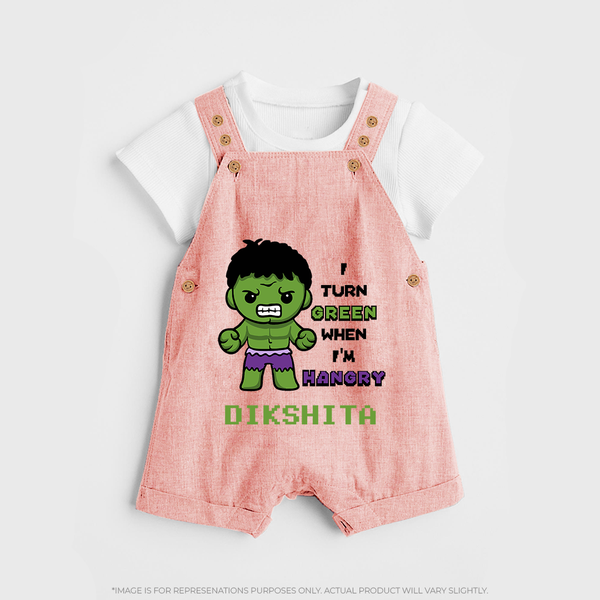 Little Hulk Dungaree Set | Personalized Baby Dungaree Set for Little Heroes - PEACH - 0 - 5 Months Old (Chest 18")