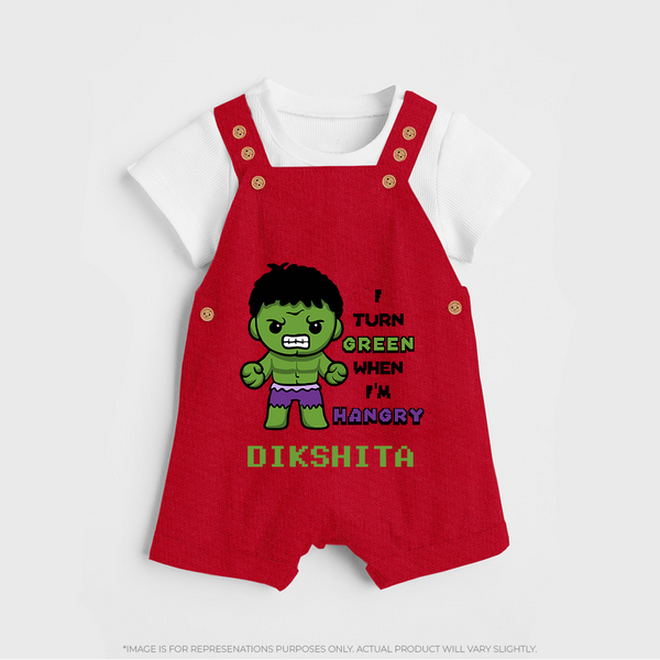 Little Hulk Dungaree Set | Personalized Baby Dungaree Set for Little Heroes - RED - 0 - 5 Months Old (Chest 18")