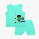 I Turn Green When I'm Hangry - Hulk Jabla Set For Babies - AQUA GREEN - 0 - 3 Months Old (Chest 9.8")