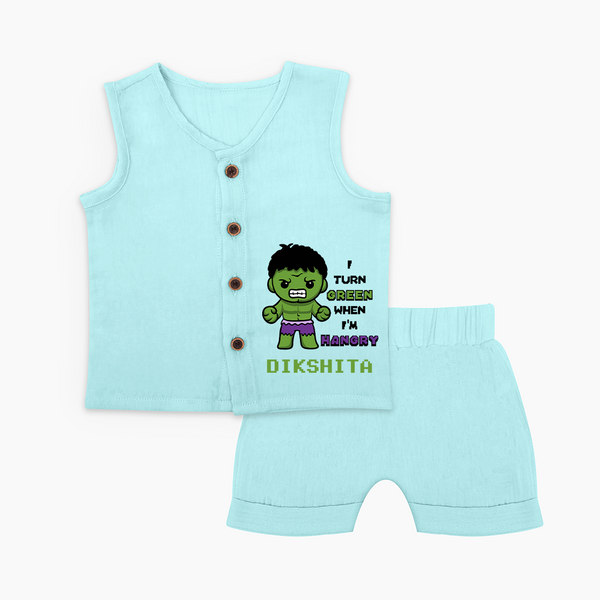 Little Hulk Jabla Set | Personalized Baby Jabla Set for Little Heroes - BABY BLUE - 0 - 3 Months Old (Chest 9.8")