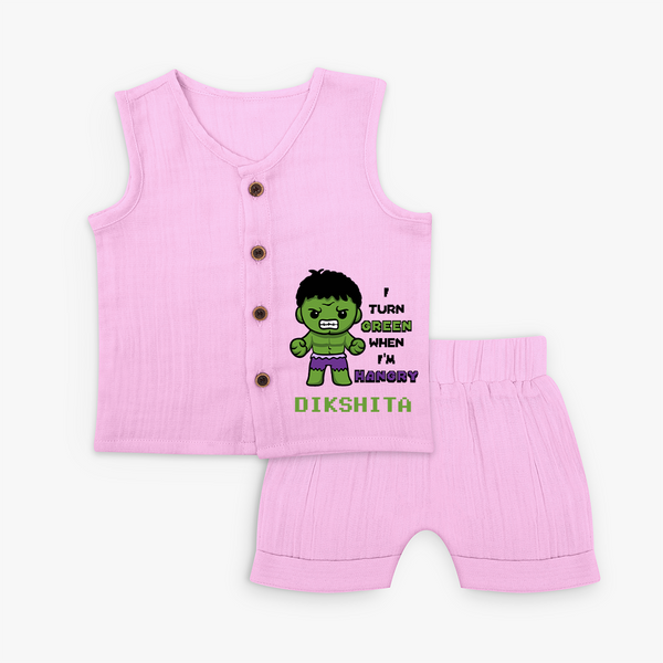 Little Hulk Jabla Set | Personalized Baby Jabla Set for Little Heroes - BABY PINK - 0 - 3 Months Old (Chest 9.8")