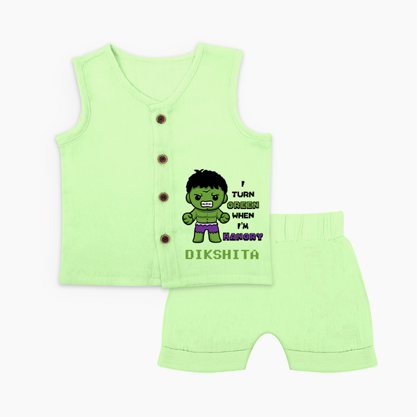 Little Hulk Jabla Set | Personalized Baby Jabla Set for Little Heroes - PASTEL GREEN - 0 - 3 Months Old (Chest 9.8")