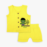 I Turn Green When I'm Hangry - Hulk Jabla Set For Babies - YELLOW - 0 - 3 Months Old (Chest 9.8")