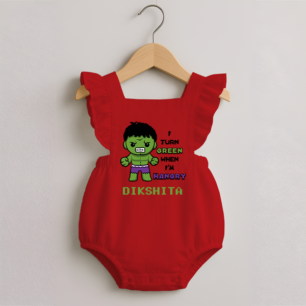 Little Hulk Romper Frock | Personalized Baby Romper Frock for Little Heroes - RED - 0 - 3 Months Old (Chest 19")