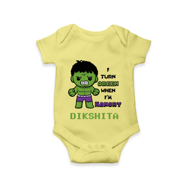 Little Hulk Romper | Personalized Baby Romper for Little Heroes - PASTEL YELLOW - New Born (Chest 14")