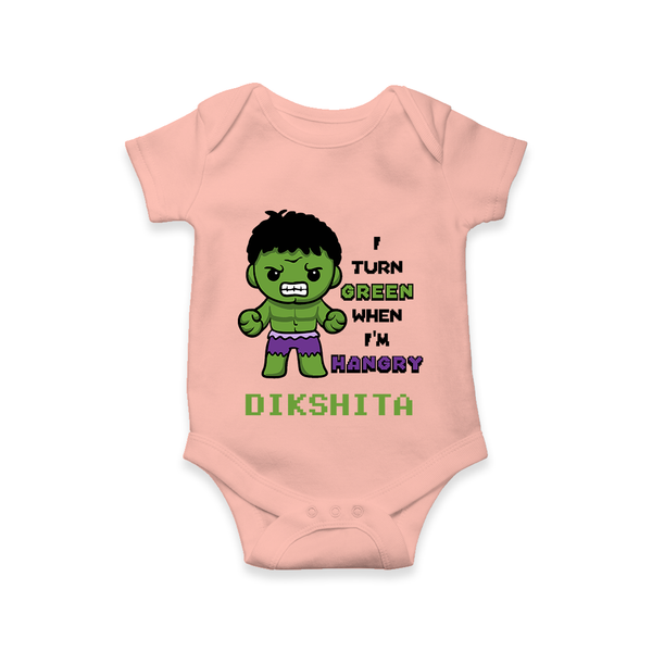 Little Hulk Romper | Personalized Baby Romper for Little Heroes - PEACH - New Born (Chest 14")