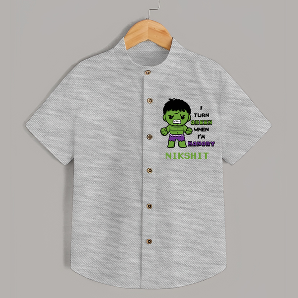 Little Hulk Shirt | Personalized Baby Shirt for Little Heroes - GREY - 0 - 6 Months Old (Chest 23")