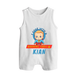Warning Label | Personalized Baby Romper Suit / Sleeveless Romper for Little Heroes - WHITE - 0 - 5 Months Old (Chest 18")