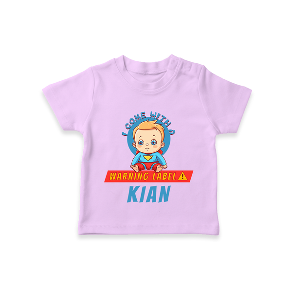 Warning Label | Personalized Baby T-Shirt for Little Heroes - LILAC - 0-5 Months Old (Chest 17")