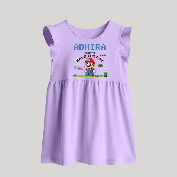 Little Mario Baby Frock | Personalized Baby Baby Frock for Little Game Heroes - LILAC - 0 - 3 Months Old (Chest 17")