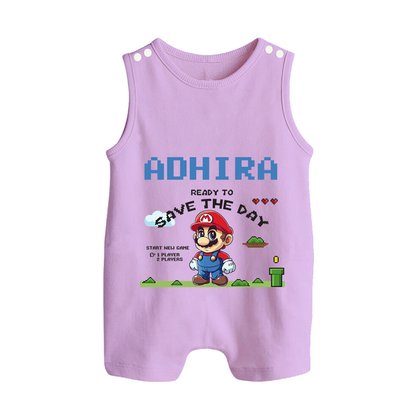 Little Mario Romper Suit / Sleeveless Romper | Personalized Baby Romper Suit / Sleeveless Romper for Little Game Heroes - LILAC - 0 - 5 Months Old (Chest 18")