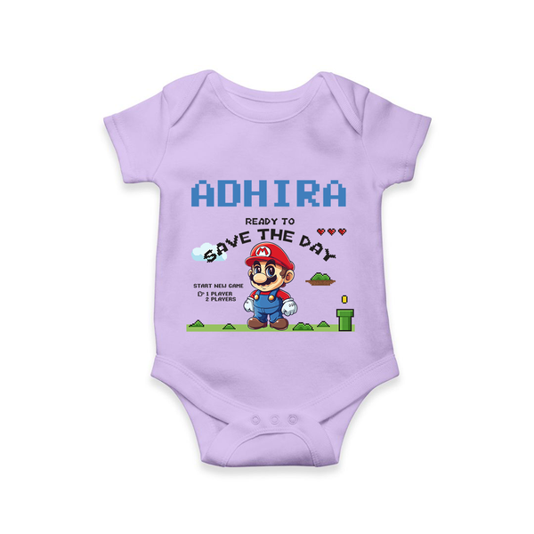 Little Mario Romper | Personalized Baby Romper for Little Game Heroes - LILAC - New Born (Chest 14")