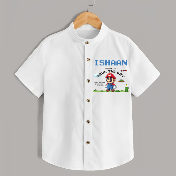 Little Mario Shirt | Personalized Baby Shirt for Little Game Heroes - WHITE - 0 - 6 Months Old (Chest 23")