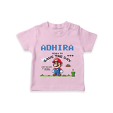 Little Mario T-Shirt | Personalized Baby T-Shirt for Little Game Heroes - BABY PINK - 0-5 Months Old (Chest 17")