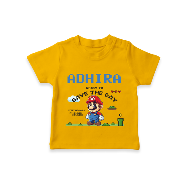 Little Mario T-Shirt | Personalized Baby T-Shirt for Little Game Heroes - CHROME YELLOW - 0-5 Months Old (Chest 17")